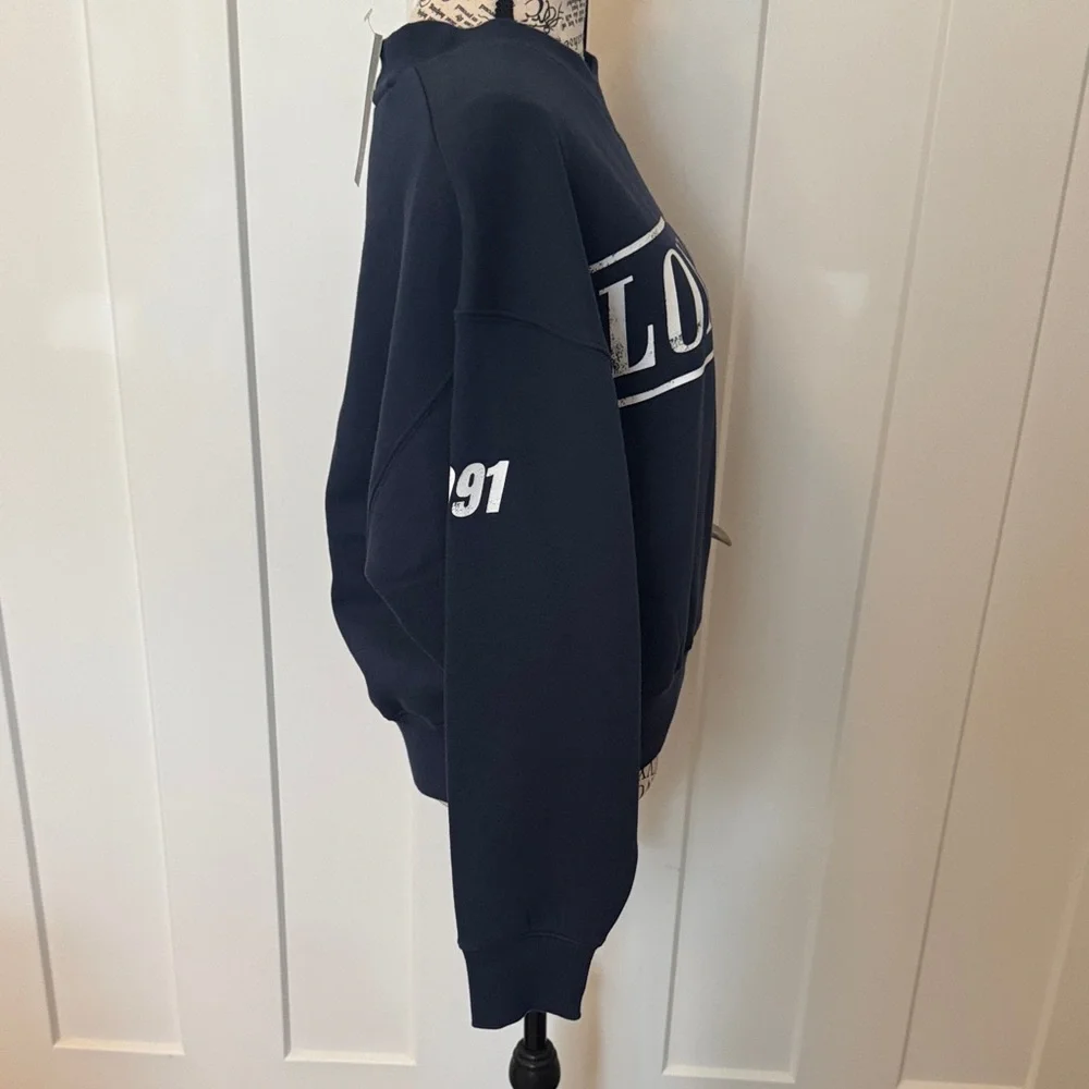 wild fable Navy and White London V-Neck Graphic Sweatshirt - Picture 3 of 6